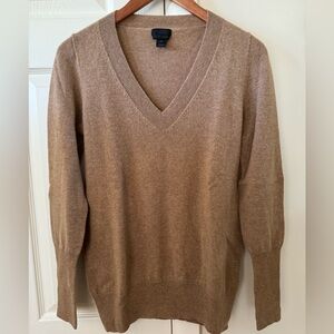 J. Crew brown v-neck 100% cashmere sweater, size medium